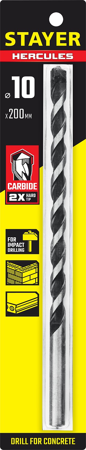 STAYER 10 x 200 мм, сверло по бетону HERCULES 2915-200-10_z01 PROFESSIONAL купить по цене 248 ₽ в интернет магазине ТЕХСАД