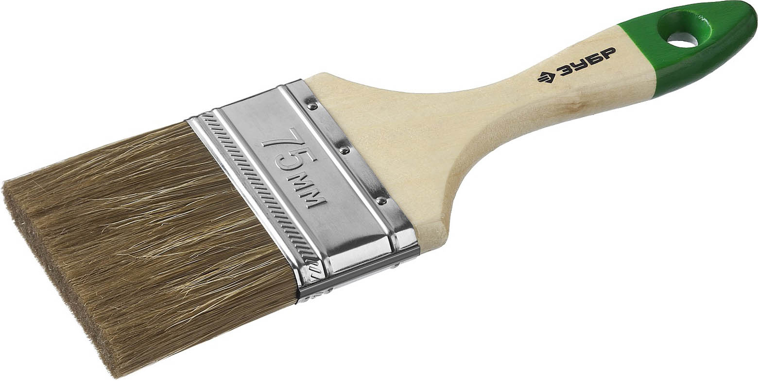ЗУБР 75 мм, 3'', щетина смешанная, кисть малярная плоская 4-01009-075 Мастер купить по цене 136 ₽ в интернет магазине ТЕХСАД