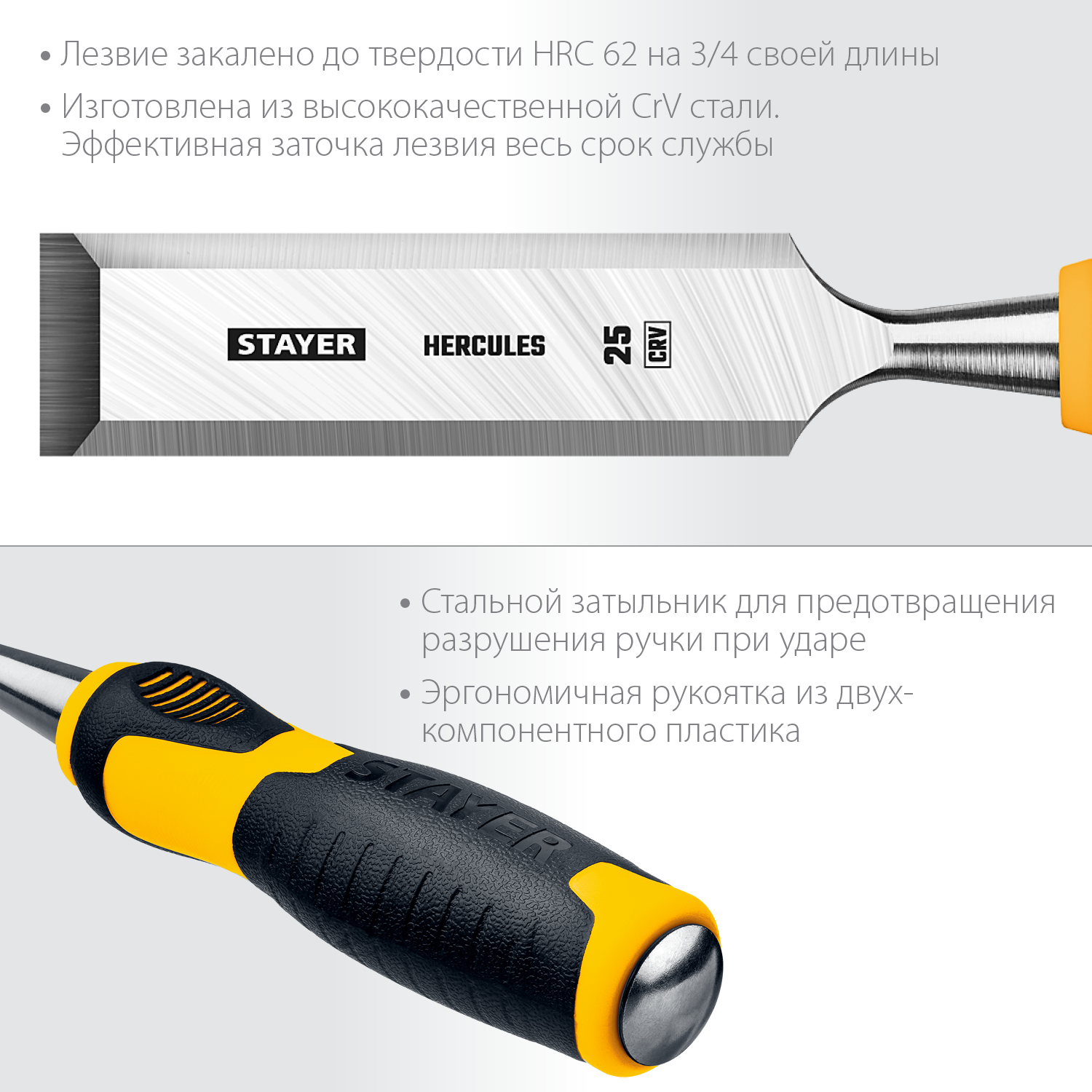 STAYER 25 мм, с двухкомпонентной ручкой, стамеска 18205-25_z01 купить по цене 600 ₽ в интернет магазине ТЕХСАД