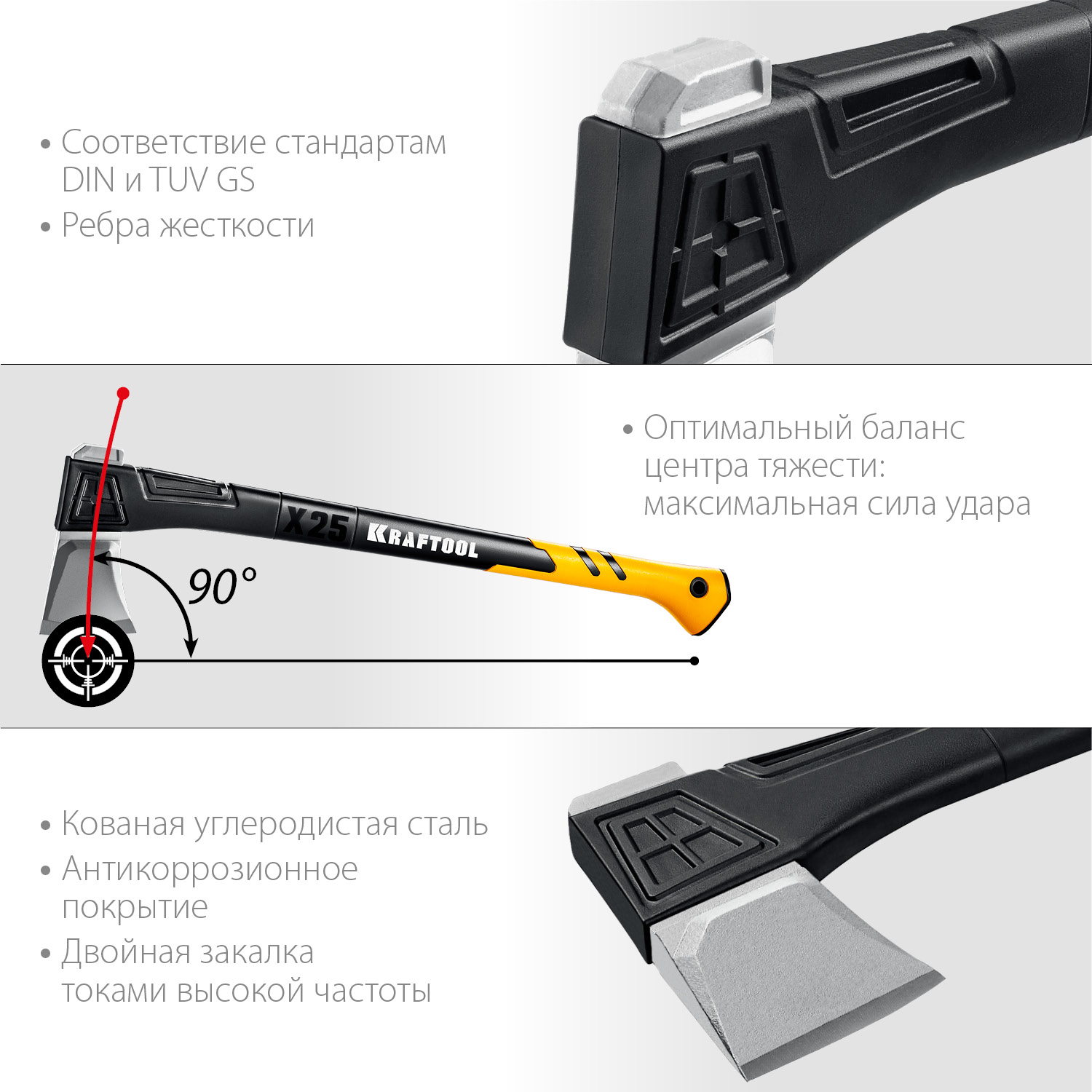 KRAFTOOL 2450 г, 710 мм, топор-колун Х25 20660-25 купить по цене 4 250 ₽ в интернет магазине ТЕХСАД