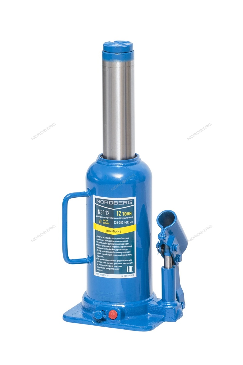Домкрат бутылочный 12 т NORDBERG N3112 купить по цене 3 379 ₽ в интернет магазине ТЕХСАД