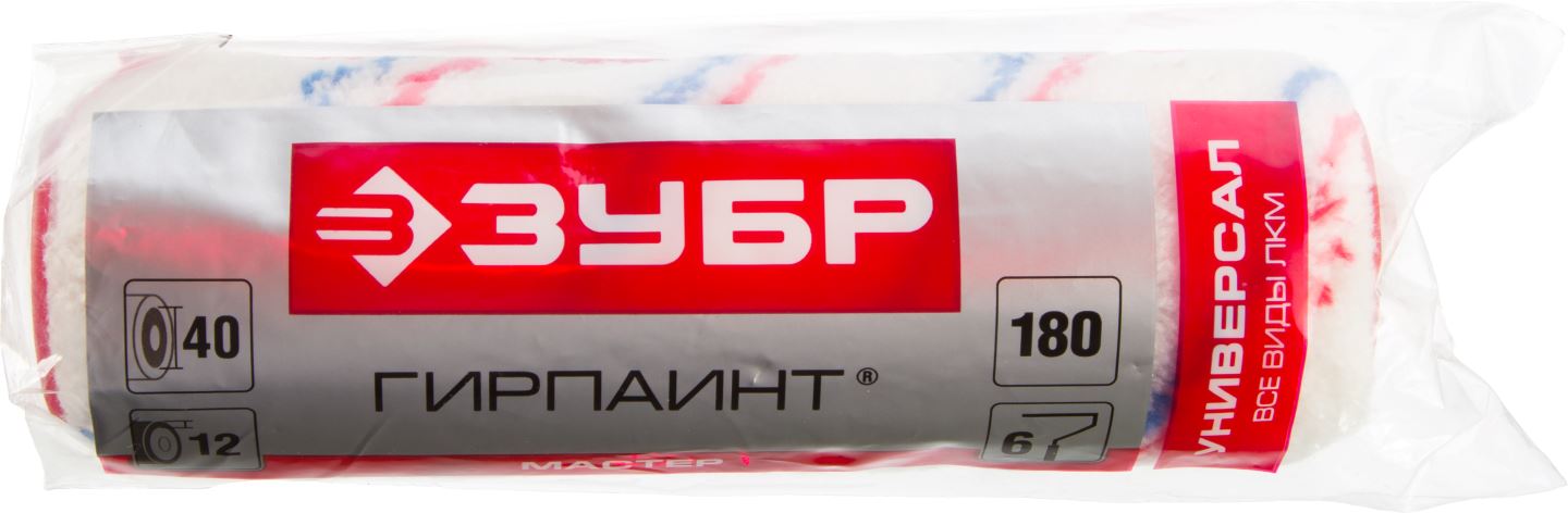 ЗУБР 180 мм, полиакрил, 12 мм, ручка 6 мм, Ø40 мм, ролик сменный 02510-18_z01 купить по цене 64 ₽ в интернет магазине ТЕХСАД