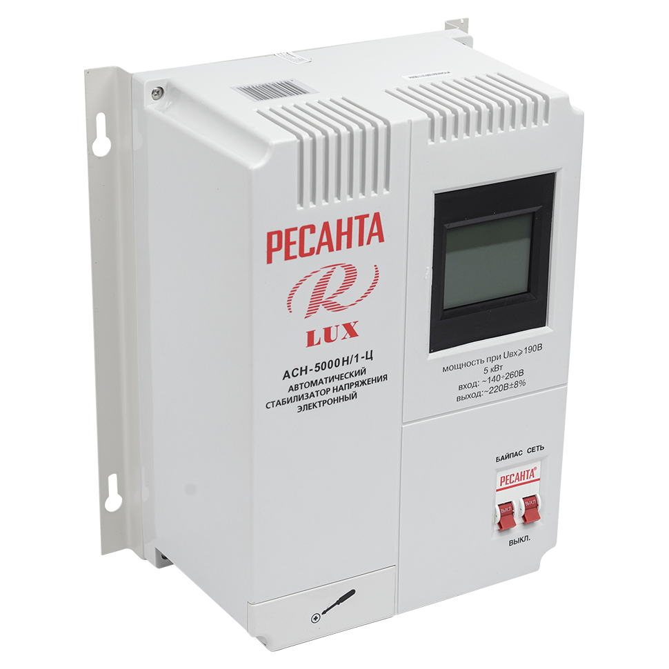 Стабилизатор напряжения серии LUX РЕСАНТА АСН-5000Н/1-Ц купить по цене 11 490 ₽ в интернет магазине ТЕХСАД