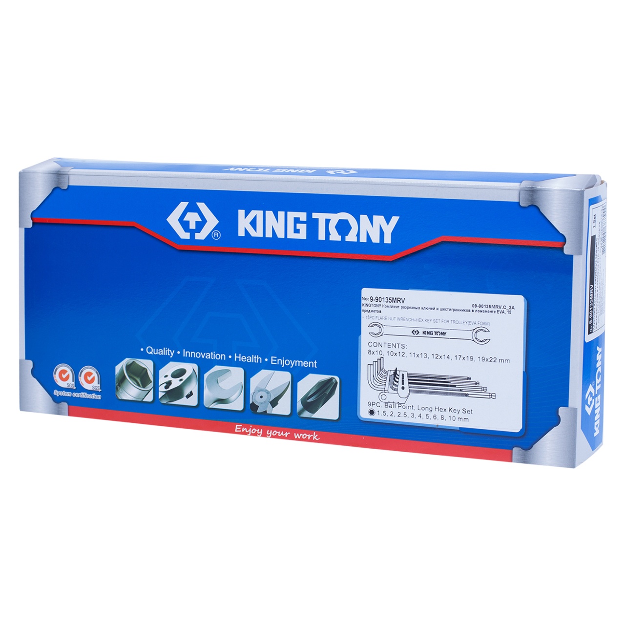 Набор разрезных ключей и шестигранники Г-образные, ложемент, 15 предметов KING TONY 9-90135MRV купить по цене 7 580 ₽ в интернет магазине ТЕХСАД