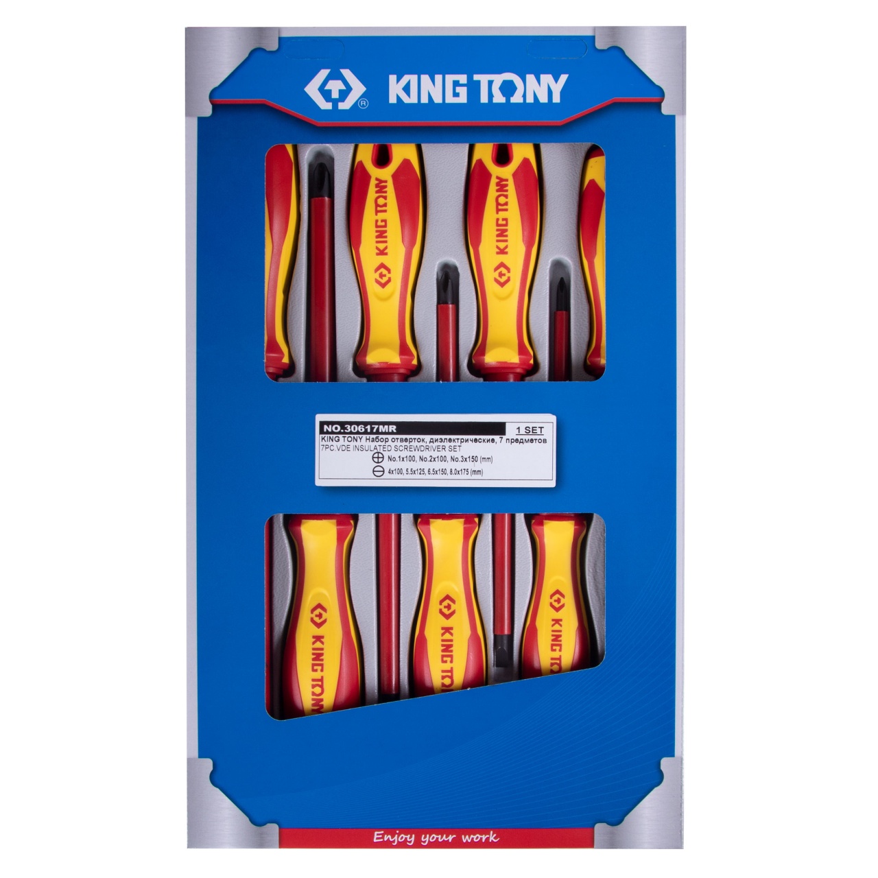 Набор отверток, диэлектрические, 7 предметов KING TONY 30617MR купить по цене 3 360 ₽ в интернет магазине ТЕХСАД