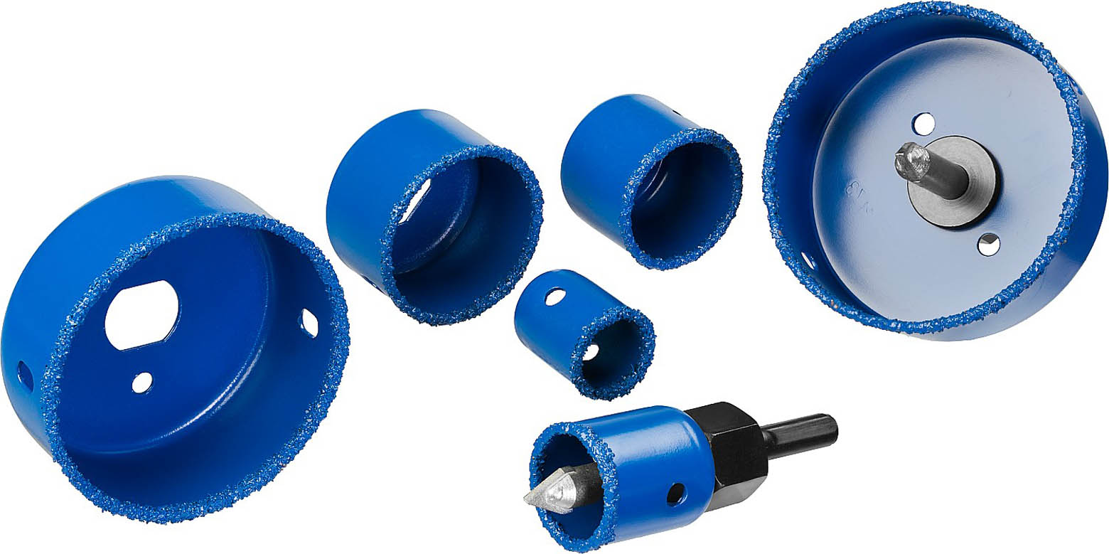 ЗУБР 6 шт.: d 22, 28, 35, 44, 68, 73 мм, L - 25 мм, карбид-вольфрамовая крошка, набор коронок-чашек 33360-H6_z01 купить по цене 2 700 ₽ в интернет магазине ТЕХСАД