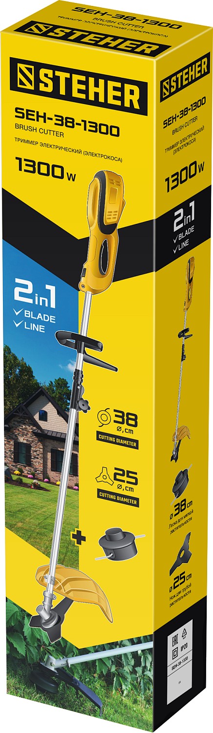 STEHER 1300 Вт, диаметр скашивания 38/25.5 см, коса сетевая SEH-38-1300 купить по цене 8&nbsp;180 ₽ в интернет магазине ТЕХСАД