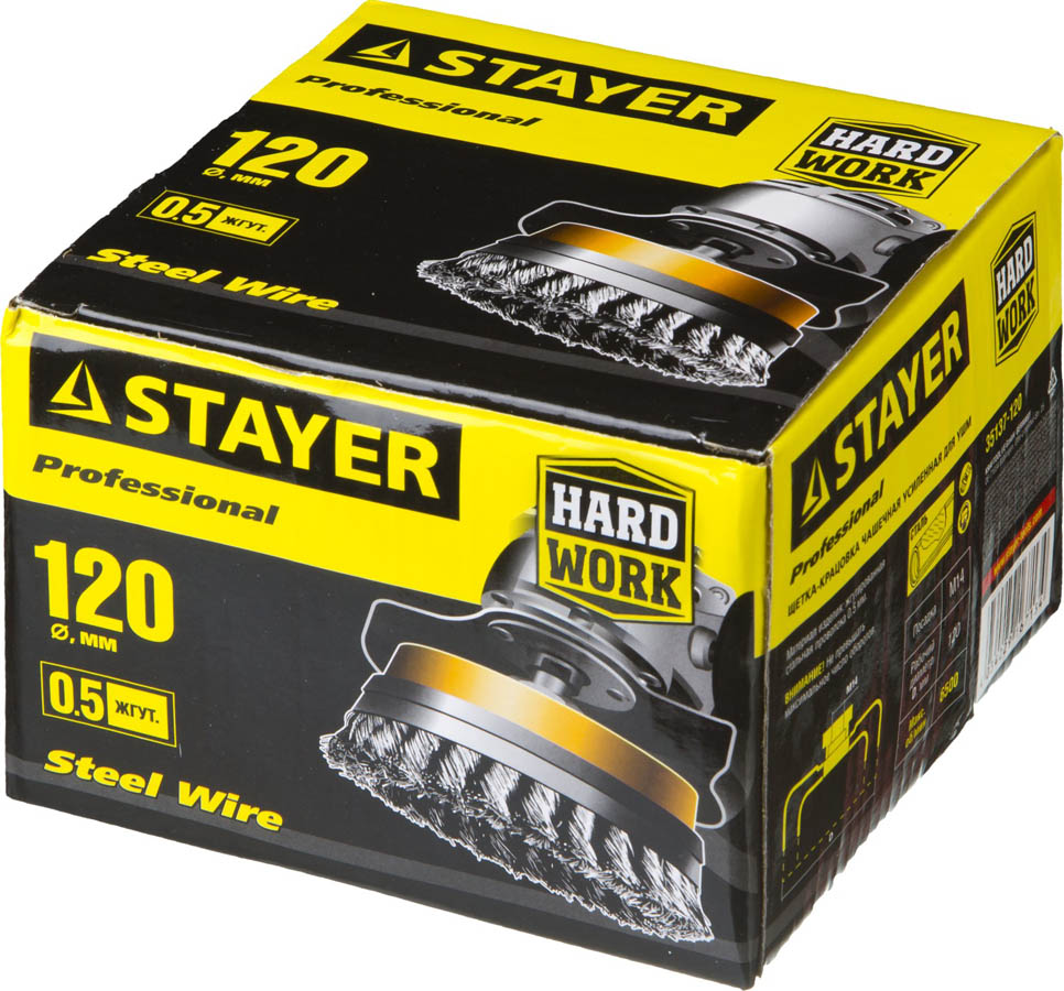 STAYER Ø 120 мм, щетка чашечная для УШМ 120 мм, 35137-120 купить по цене 1 450 ₽ в интернет магазине ТЕХСАД