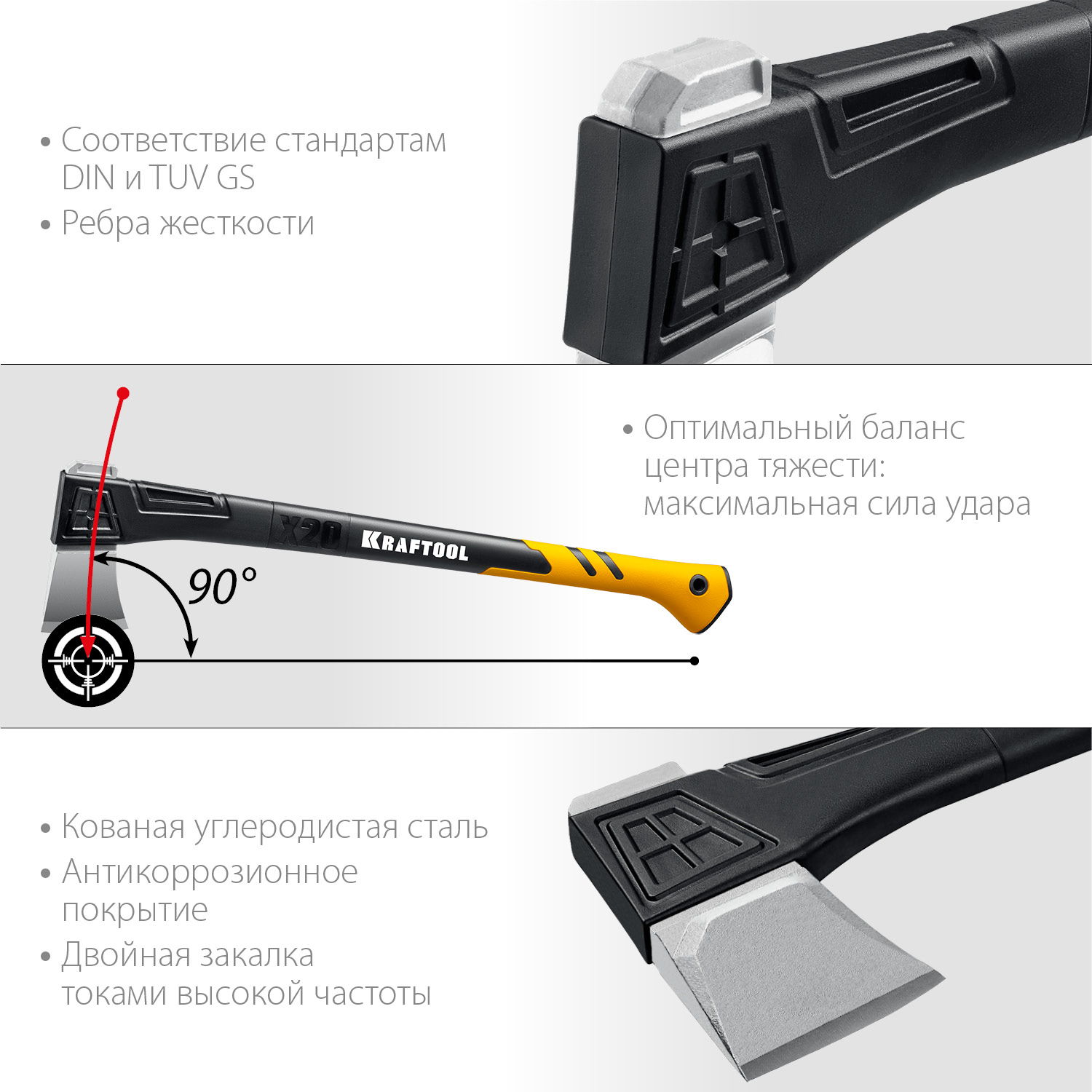 KRAFTOOL 2000 г, 710 мм, топор-колун Х20 20660-20 купить по цене 3 990 ₽ в интернет магазине ТЕХСАД
