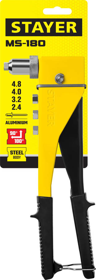 STAYER заклепки 2,4-4,8 мм из алюминия, литой корпус, 90-180°, заклепочник поворотный 3107_z01 купить по цене 710 ₽ в интернет магазине ТЕХСАД