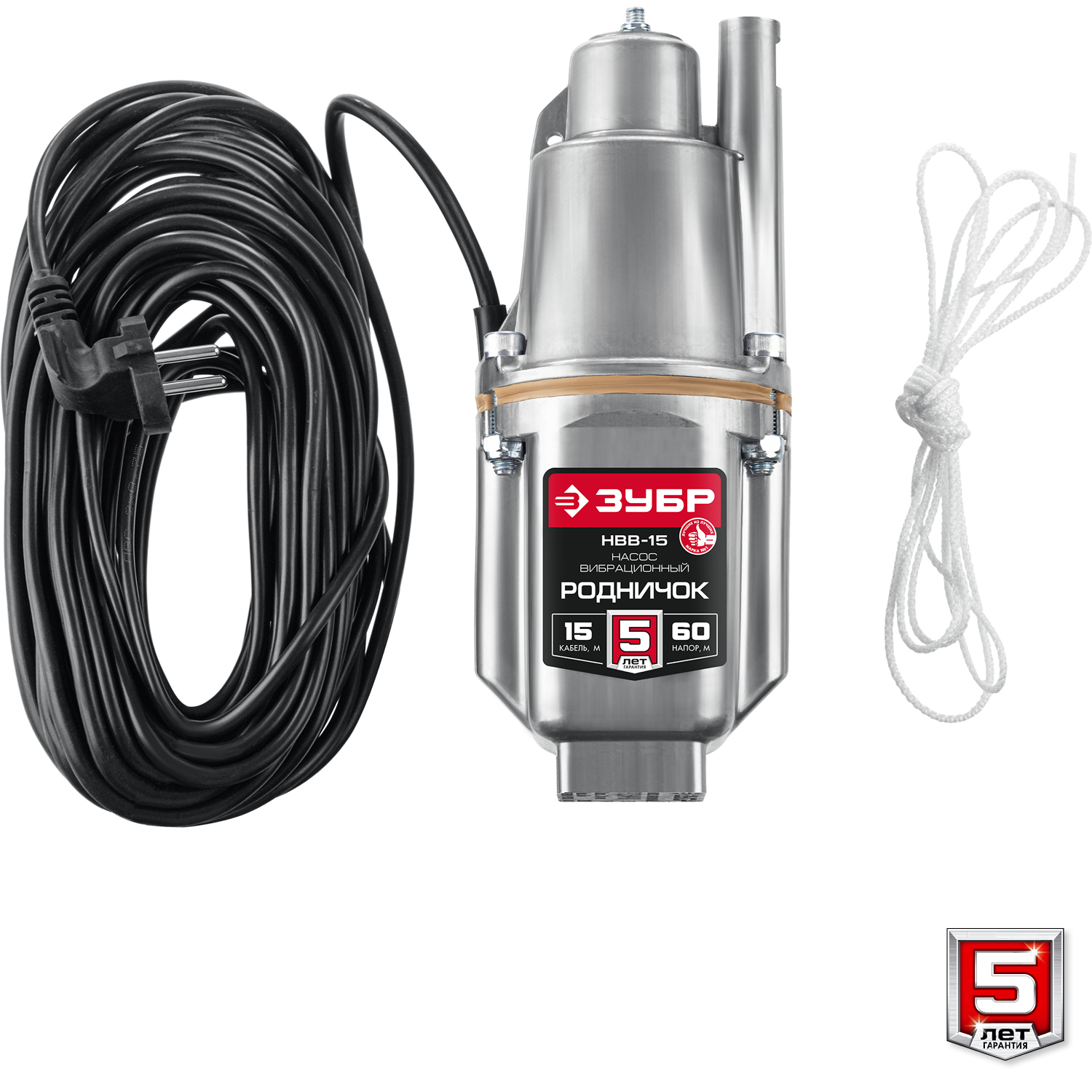 ЗУБР 15 м провод, с верхним забором воды, насос вибрационный Родничок-В НВВ-15 Мастер купить по цене 4 920 ₽ в интернет магазине ТЕХСАД