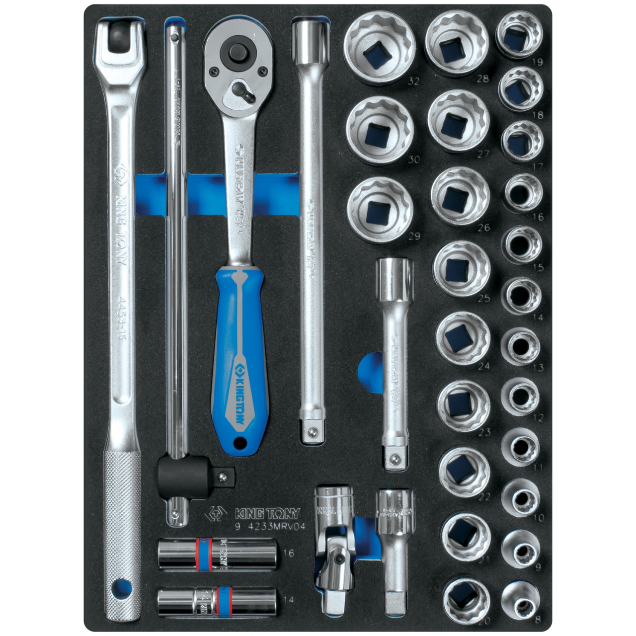 Набор торцевых головок 1/2'' с принадлежностями, двенадцатигранные, ложемент, 33 предмета KING TONY 9-4233MRV04 Набор торцевых головок 1/2'' с принадлежностями, двенадцатигранные, ложемент, 33 предмета KING TONY 9-4233MRV04 купить по цене 18 700 ₽ в интернет магазине ТЕХСАД