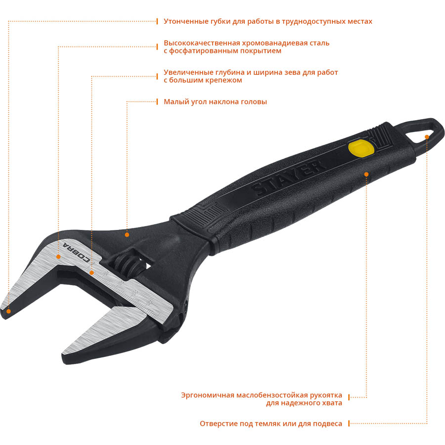 STAYER 250/50 мм, ключ разводной COBRA 27264-25 купить по цене 1 320 ₽ в интернет магазине ТЕХСАД