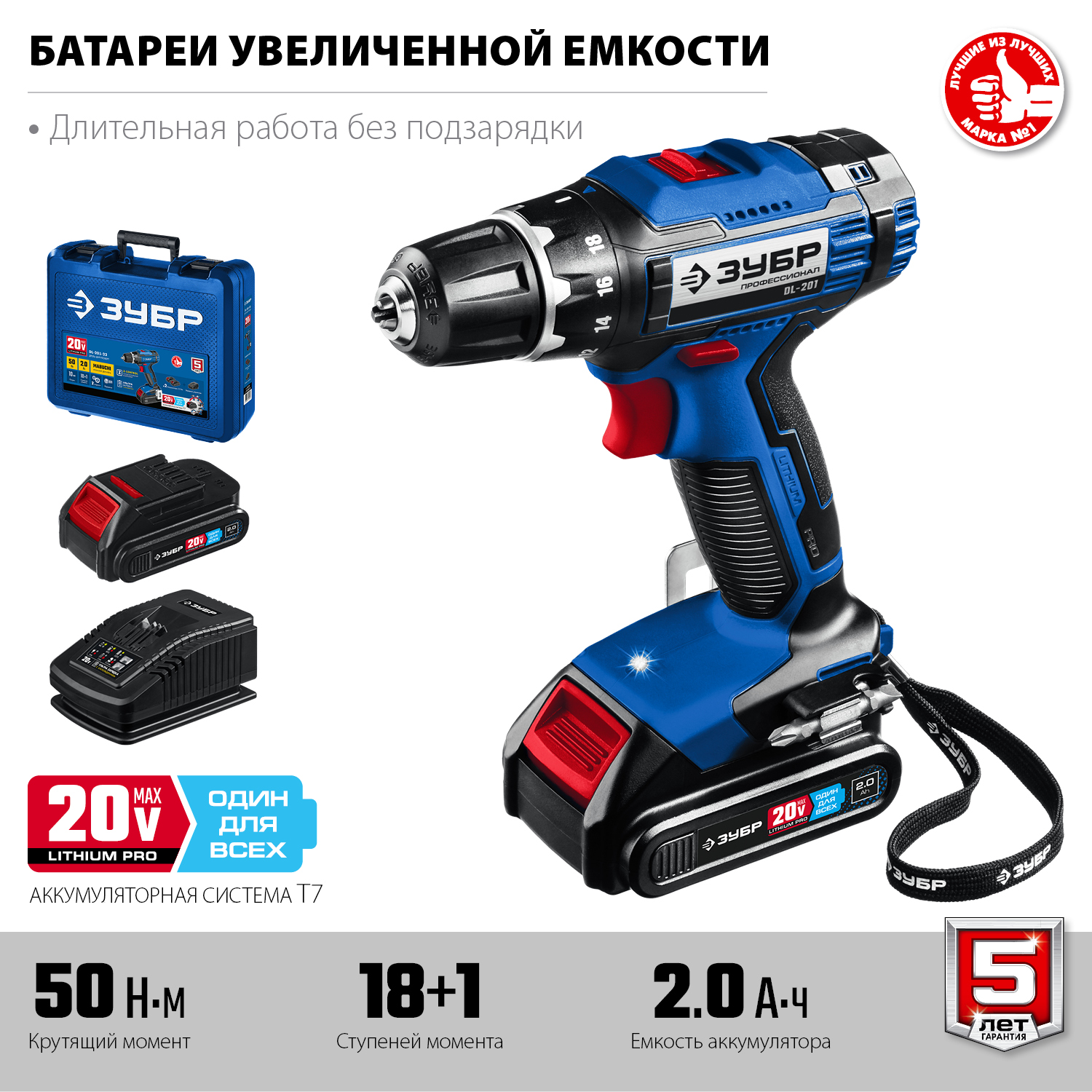 ЗУБР 20 В, 2 АКБ (2Ач), в кейсе, дрель-шуруповерт DL-201-22 Профессионал купить по цене 13&nbsp;010 ₽ в интернет магазине ТЕХСАД