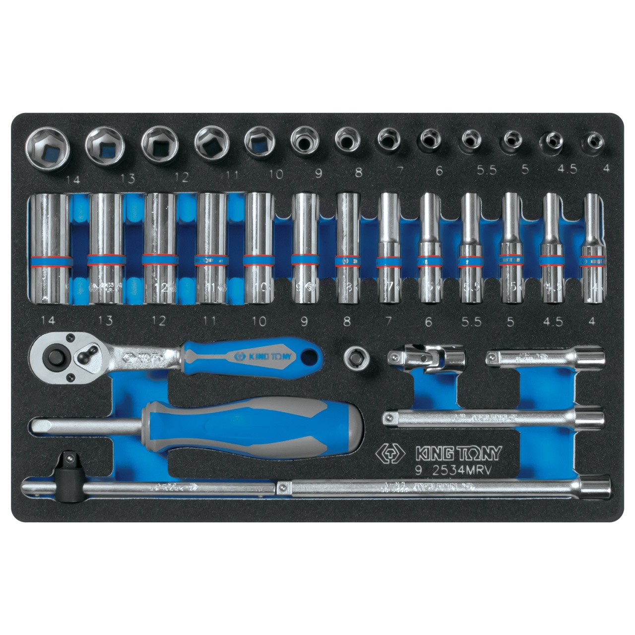 Набор торцевых головок с принадлежностями 1/4'', ложемент, 34 предмета KING TONY 9-2534MRV купить по цене 6 740 ₽ в интернет магазине ТЕХСАД