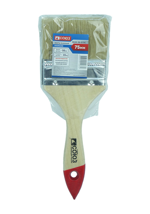 Кисть плоская Standard 3'' (75 мм), натуральная щетина СОЮЗ 9040-36-075С купить по цене 70 ₽ в интернет магазине ТЕХСАД
