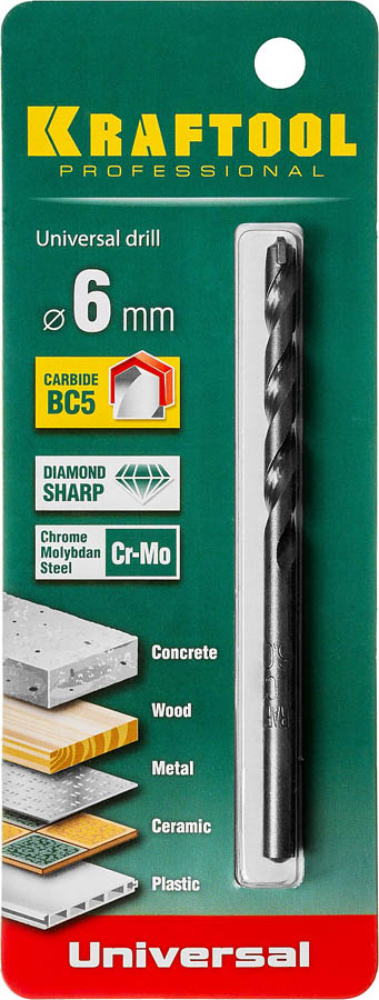 KRAFTOOL  6 x 100 мм, сверло универсальное 29172-100-6_z01 купить по цене 93 ₽ в интернет магазине ТЕХСАД