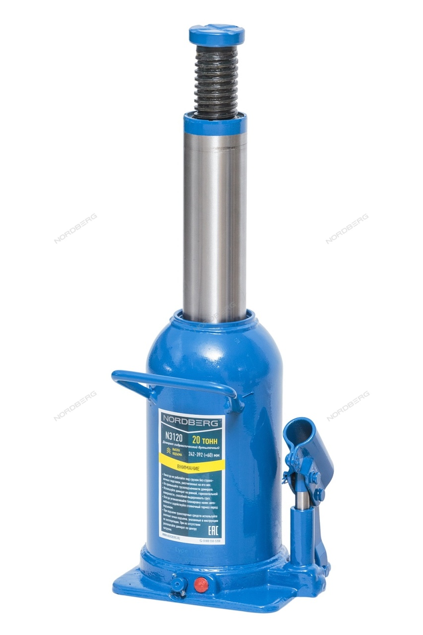 Домкрат бутылочный 20 т NORDBERG N3120 купить по цене 5 346 ₽ в интернет магазине ТЕХСАД