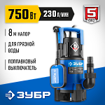 ЗУБР 750 Вт, 230 л/мин, насос погружной дренажный для грязной воды НПГ-Т3-750 Профессионал купить по цене 7 200 ₽ в интернет магазине ТЕХСАД