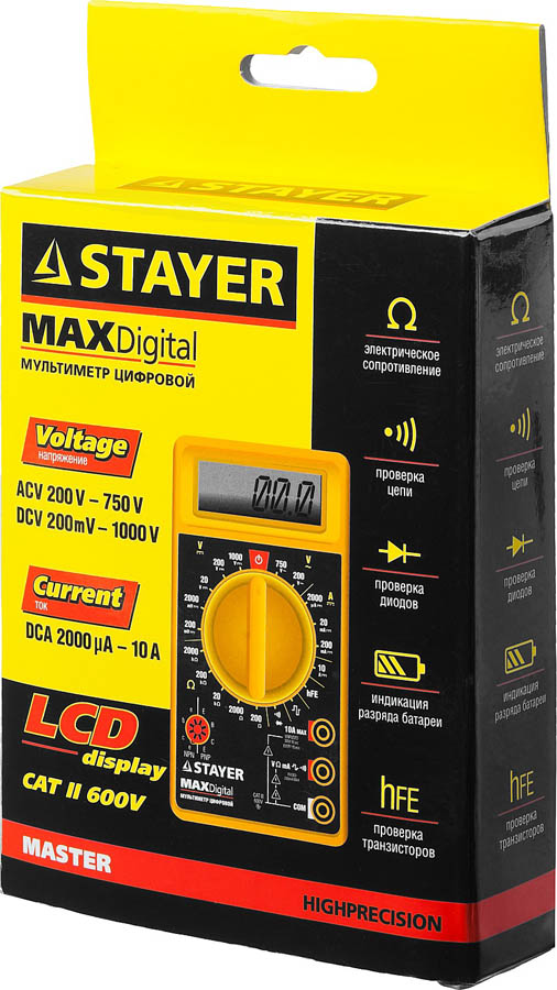 STAYER мультиметр цифровой MAXDigital 45306 купить по цене 600 ₽ в интернет магазине ТЕХСАД