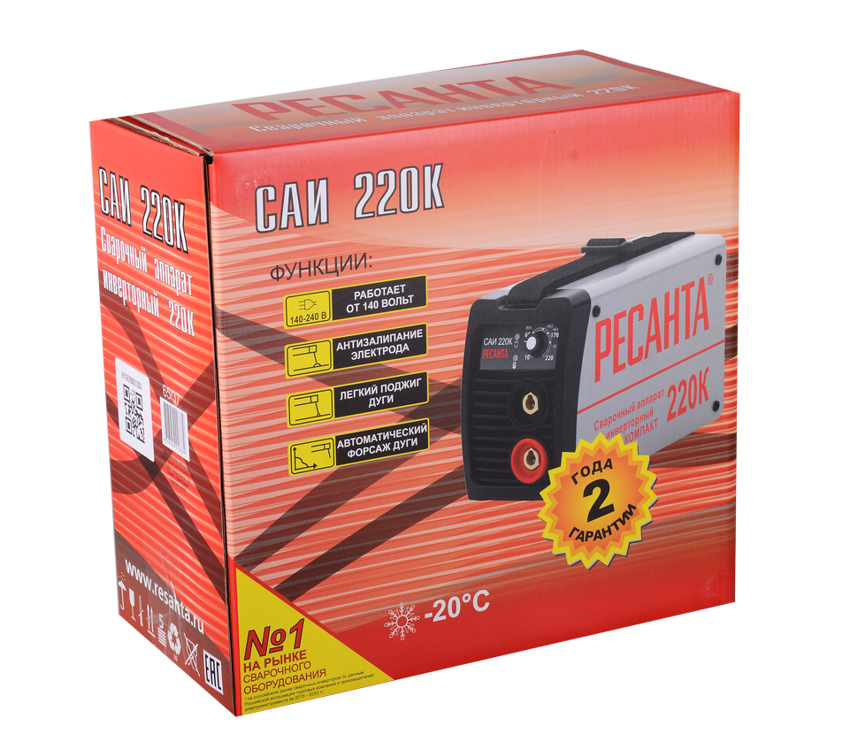 Сварочный аппарат инверторный Ресанта САИ 220К (компакт) купить по цене 7&nbsp;946 ₽ в интернет магазине ТЕХСАД
