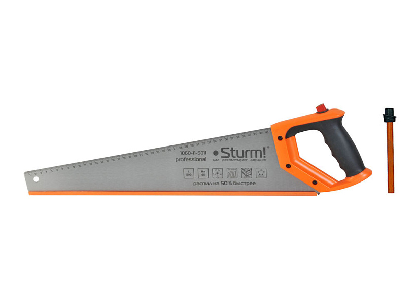 Ножовка по дереву Sturm! 1060-11-5011 со встроенным карандашом купить по цене 920 ₽ в интернет магазине ТЕХСАД