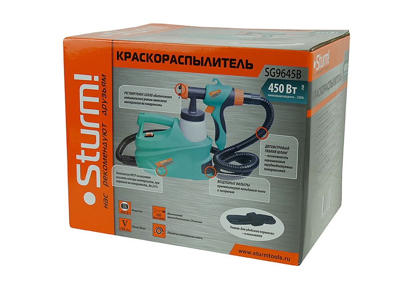 Краскопульт электрический Sturm! SG9645B купить по цене 5 990 ₽ в интернет магазине ТЕХСАД