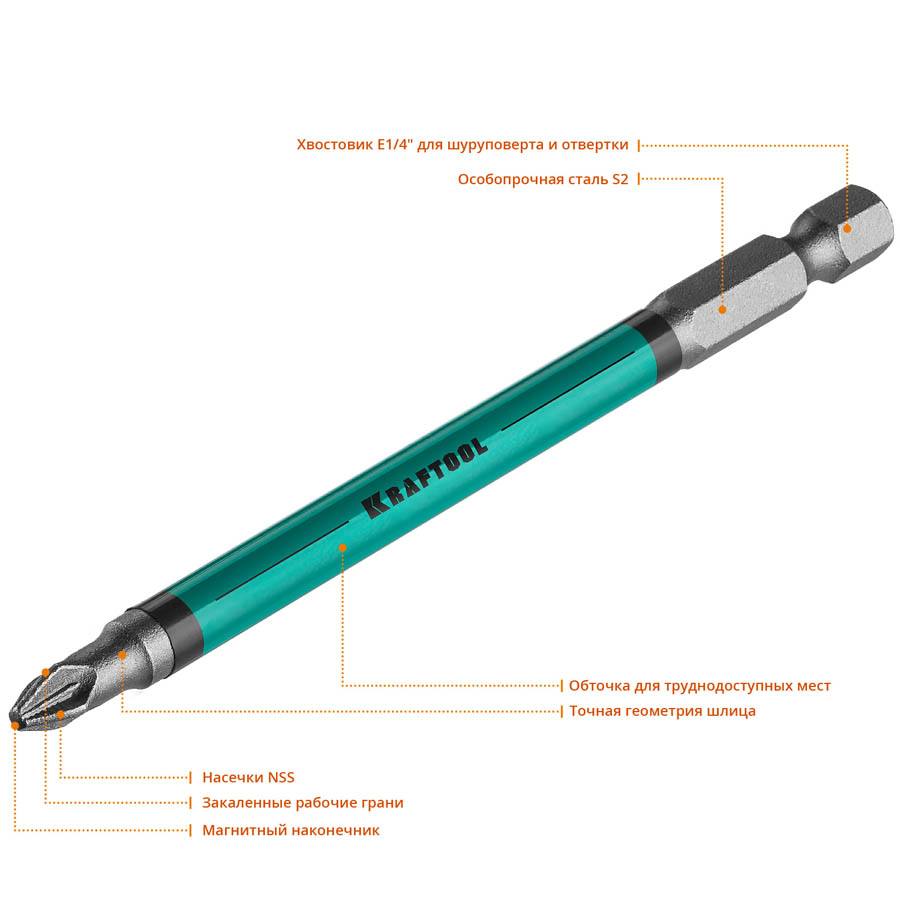 KRAFTOOL PZ2, 100 мм, 10 шт., Cr-Mo сталь, набор бит Optimum Line 26124-2-100-10 купить по цене 770 ₽ в интернет магазине ТЕХСАД