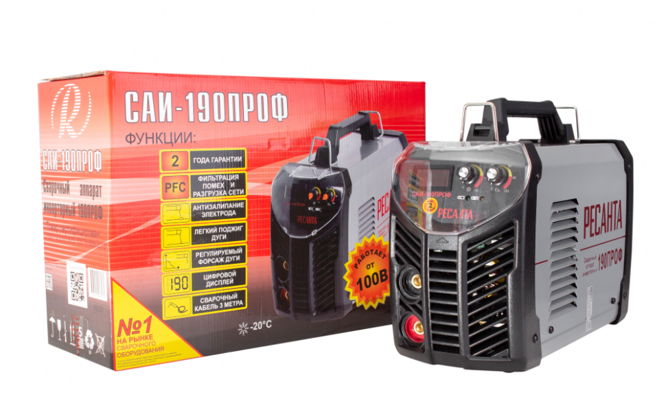 Сварочный аппарат инверторный Ресанта САИ 190 ПРОФ купить по цене 27&nbsp;590 ₽ в интернет магазине ТЕХСАД