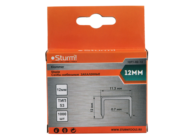 Скобы для степлера Sturm! 1071-02-12 купить по цене 90 ₽ в интернет магазине ТЕХСАД
