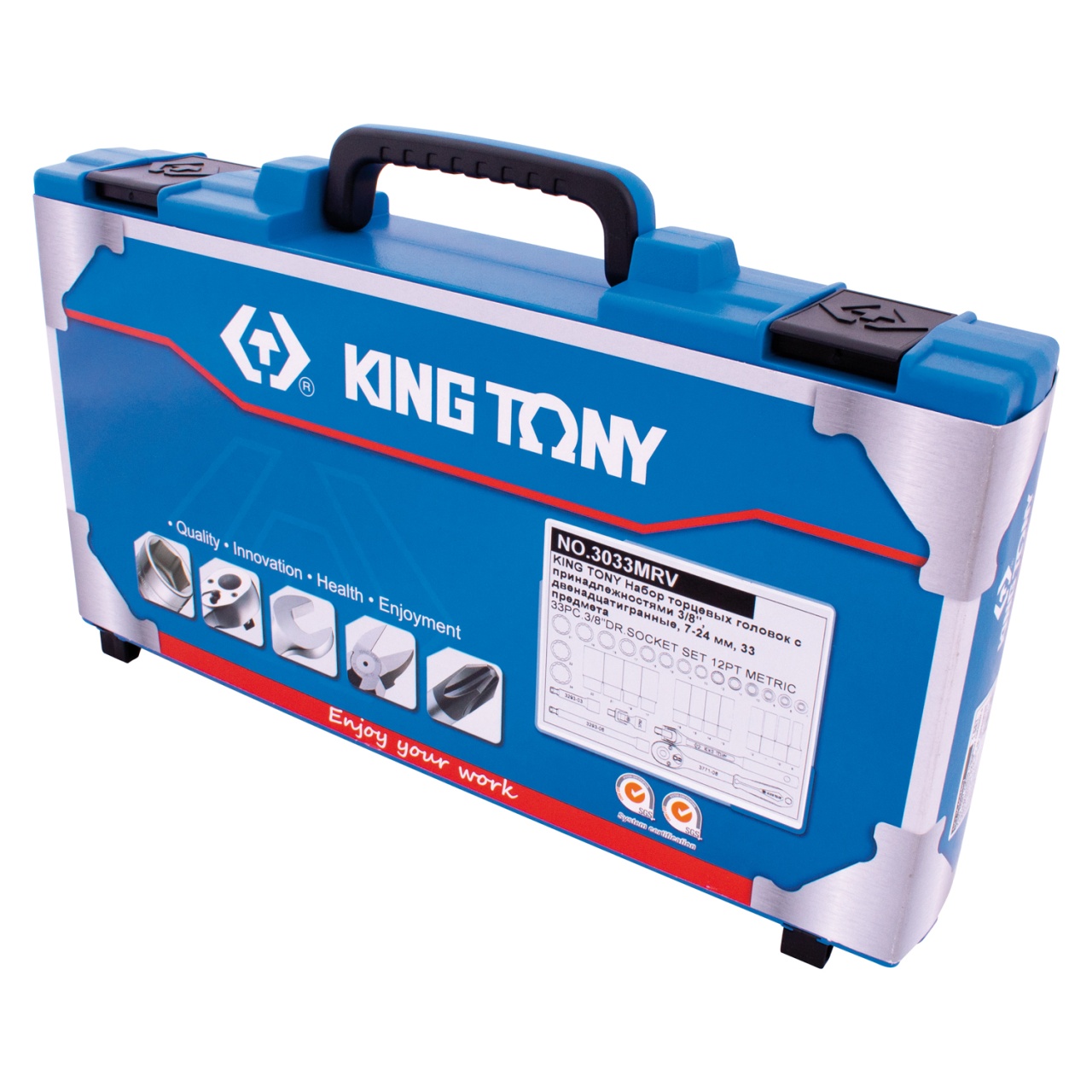 Набор торцевых головок с принадлежностями 3/8'', двенадцатигранные, 7-24 мм, 33 предмета KING TONY 3033MRV купить по цене 12 400 ₽ в интернет магазине ТЕХСАД
