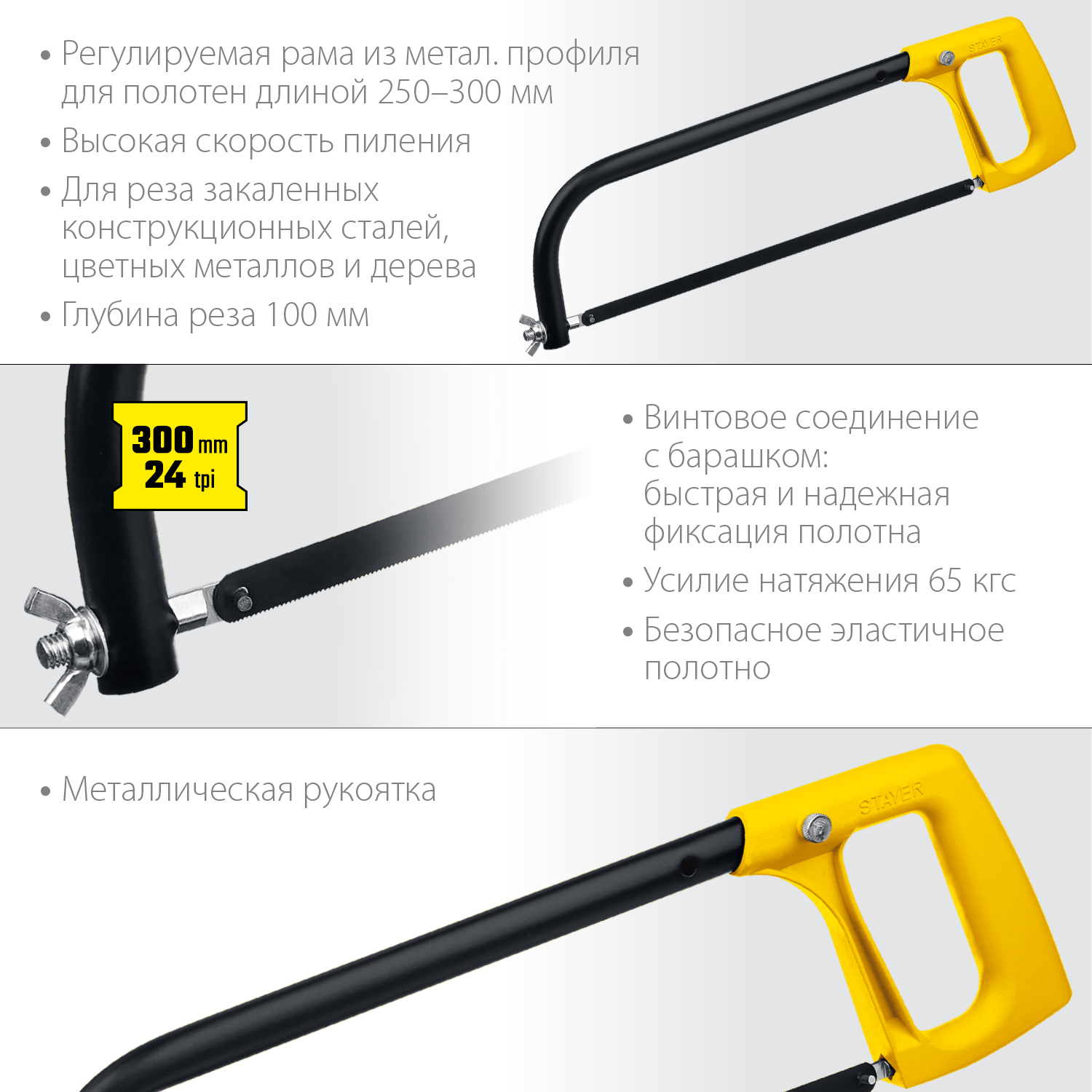 STAYER 300 мм, 65 кгс, ножовка по металлу MS-200 1577_z02 купить по цене 560 ₽ в интернет магазине ТЕХСАД