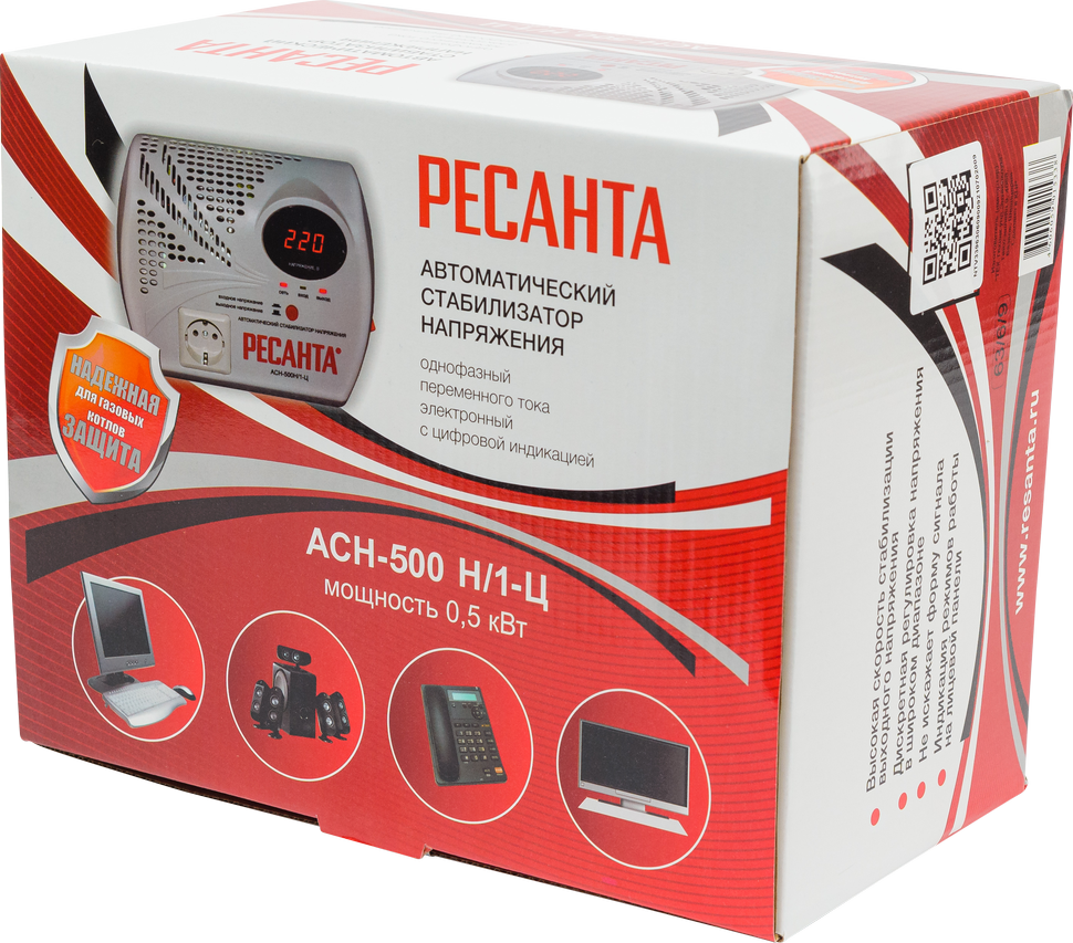 Стабилизатор напряжения серии LUX РЕСАНТА АСН-500Н/1-Ц купить по цене 4&nbsp;090 ₽ в интернет магазине ТЕХСАД