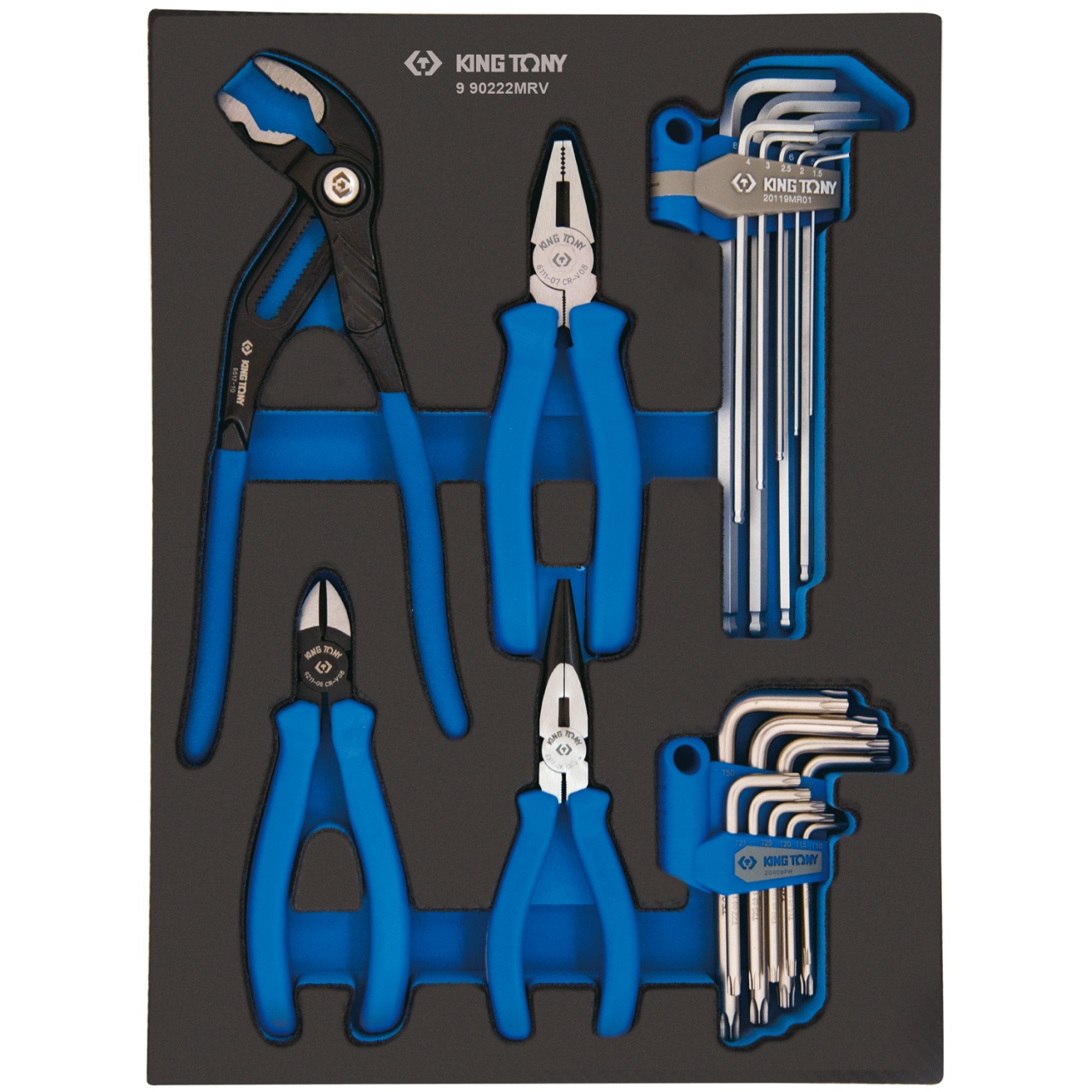 Набор пассатижей, шестигранников и Torx Г-образных, ложемент, 22 предмета KING TONY 9-90222MRV купить по цене 12 800 ₽ в интернет магазине ТЕХСАД