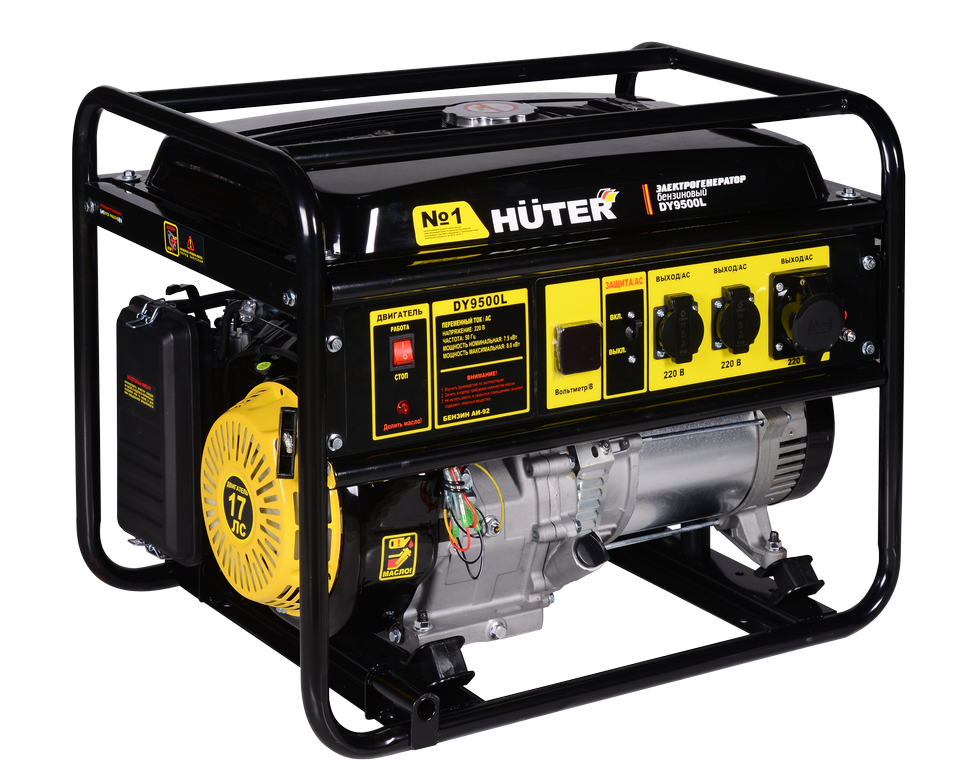 Портативный бензогенератор HUTER DY9500L купить по цене 62 990 ₽ в интернет магазине ТЕХСАД