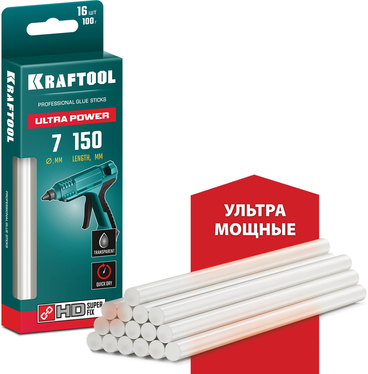 KRAFTOOL 16 шт., 65 г, 7 x 150 мм  (7-8 мм), прозрачные, ультрамощные клеевые стержни 06837-16 KRAFTOOL 16 шт., 65 г, 7 x 150 мм  (7-8 мм), прозрачные, ультрамощные клеевые стержни 06837-16 купить по цене 410 ₽ в интернет магазине ТЕХСАД