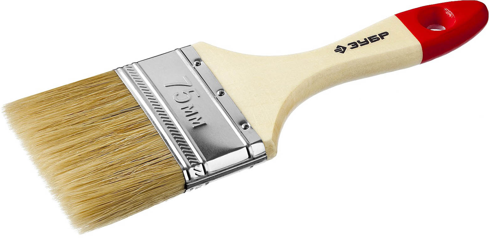 ЗУБР 75 мм, 3'', щетина натуральная светлая, кисть малярная плоская 4-01003-075 Мастер купить по цене 169 ₽ в интернет магазине ТЕХСАД