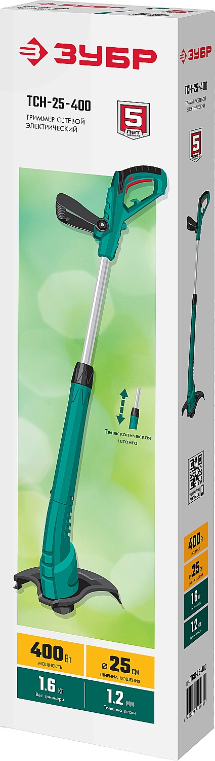 ЗУБР 400 Вт, ш/с 25 см, леска, триммер сетевой ТСН-25-400 Мастер купить по цене 2&nbsp;260 ₽ в интернет магазине ТЕХСАД