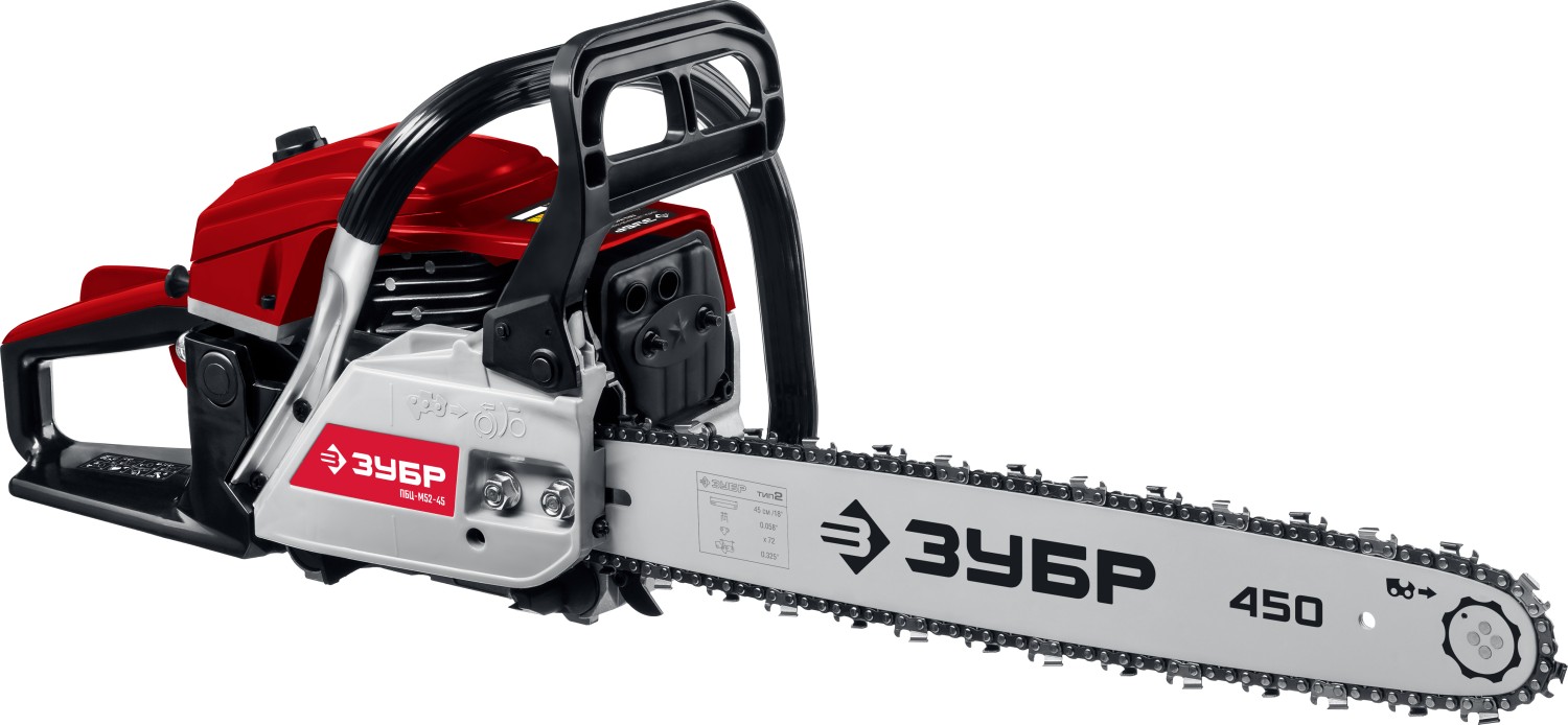 ЗУБР 2.6 кВт/3.5 л.с, 450 мм, пила цепная бензиновая ПБЦ-М52-45 Мастер купить по цене 10&nbsp;630 ₽ в интернет магазине ТЕХСАД