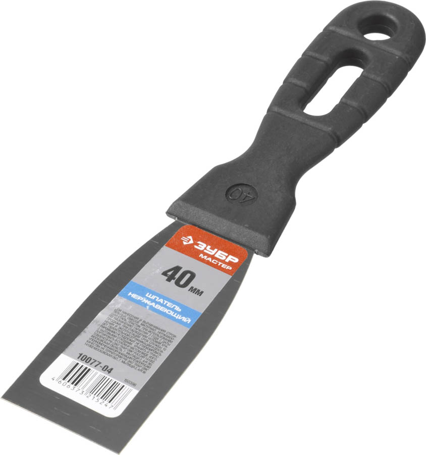 ЗУБР 40 мм, нержавеющая полотно, пластмассовая рукоятка, шпатель 10077-04 купить по цене 38 ₽ в интернет магазине ТЕХСАД