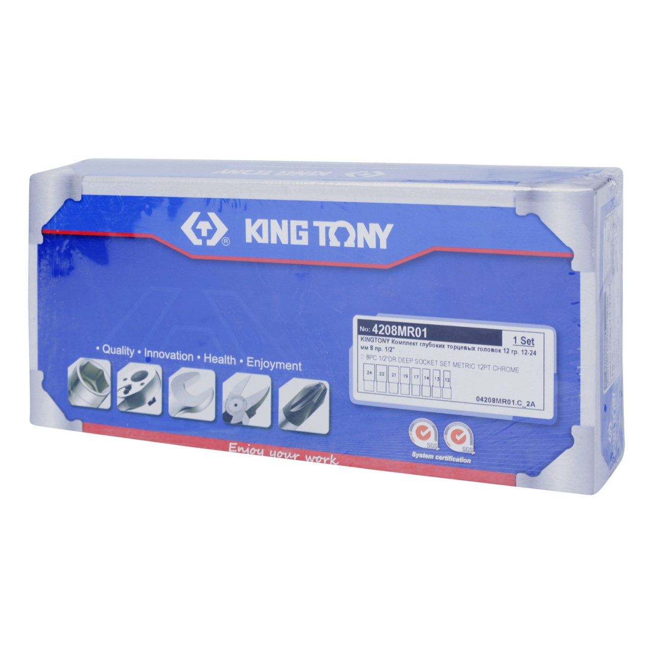 Набор глубоких торцевых головок 1/2'', двенадцатигранные, 12-24 мм, 8 предметов KING TONY 4208MR01 купить по цене 3 700 ₽ в интернет магазине ТЕХСАД