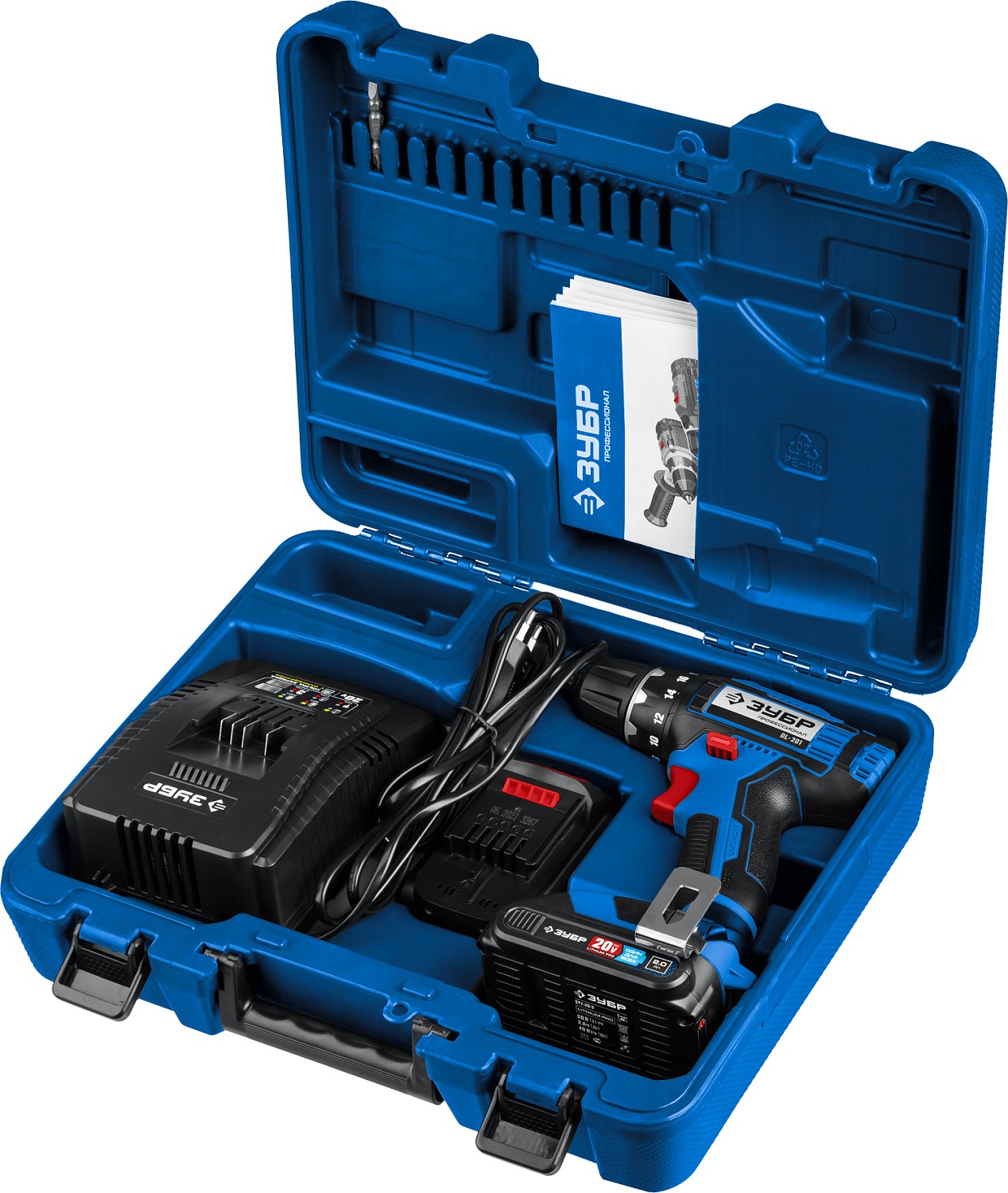 ЗУБР 20 В, 2 АКБ (2Ач), в кейсе, дрель-шуруповерт DL-201-22 Профессионал купить по цене 13&nbsp;010 ₽ в интернет магазине ТЕХСАД