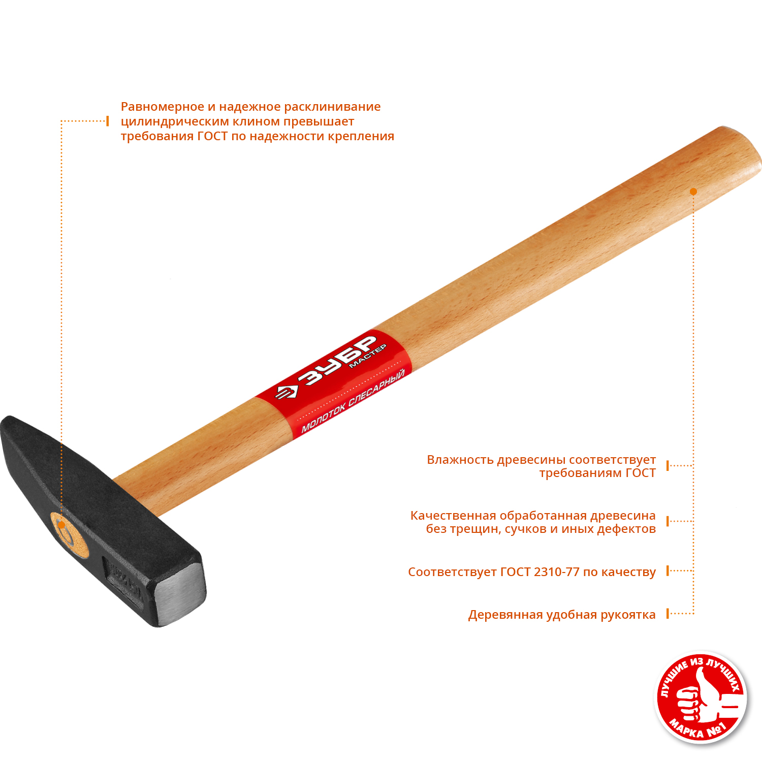 ЗУБР 300 г, молоток слесарный с деревянной рукояткой 20015-03_z01 купить по цене 247 ₽ в интернет магазине ТЕХСАД