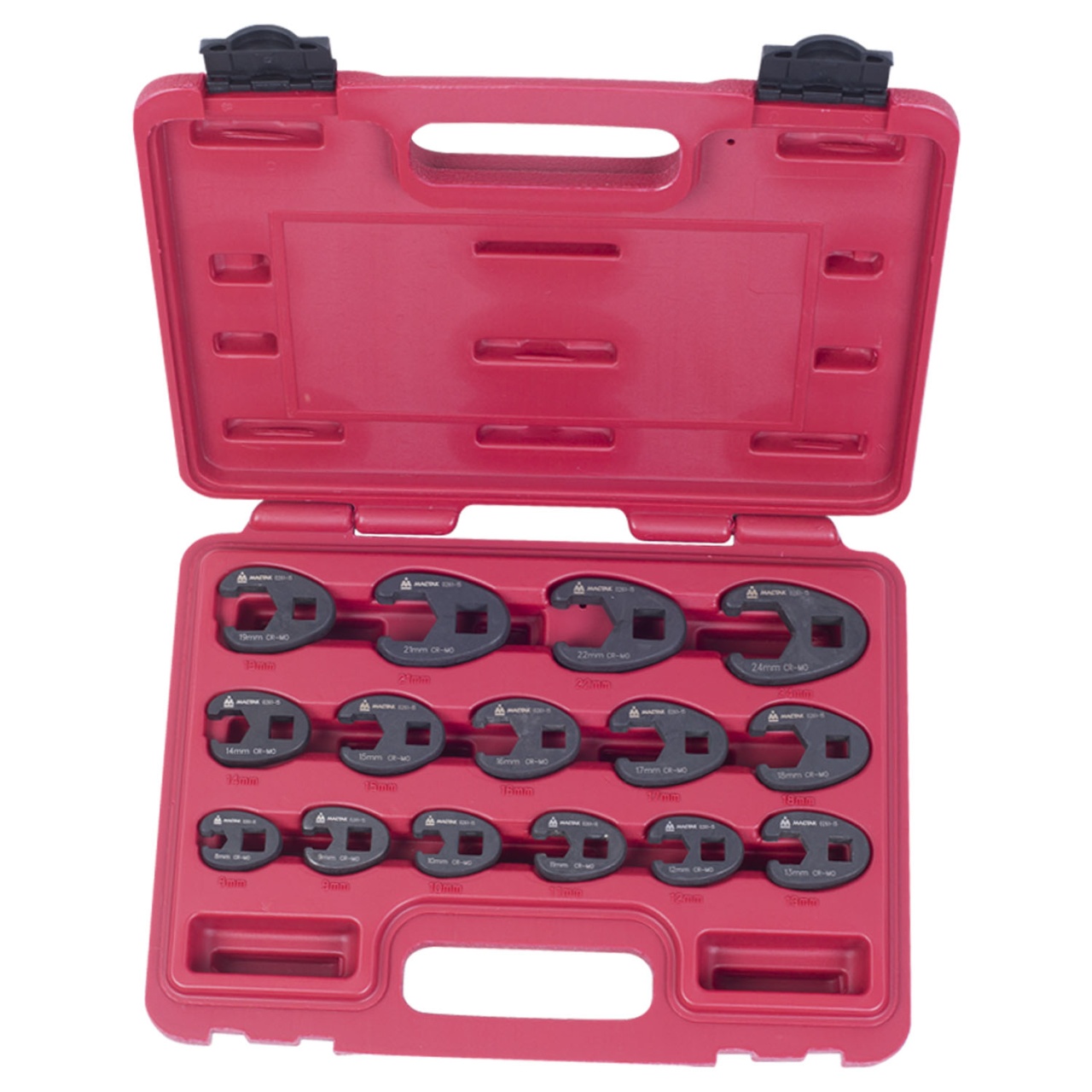 Набор разрезных ключей 3/8''-1/2'' (воронья лапка), 8-24 мм, кейс, 15 предметов МАСТАК 0261-15C купить по цене 7 100 ₽ в интернет магазине ТЕХСАД