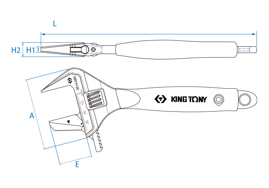 Ключ разводной 212 х 38 мм, с изменяемой губкой KING TONY 3614-08R купить по цене 3&nbsp;350 ₽ в интернет магазине ТЕХСАД