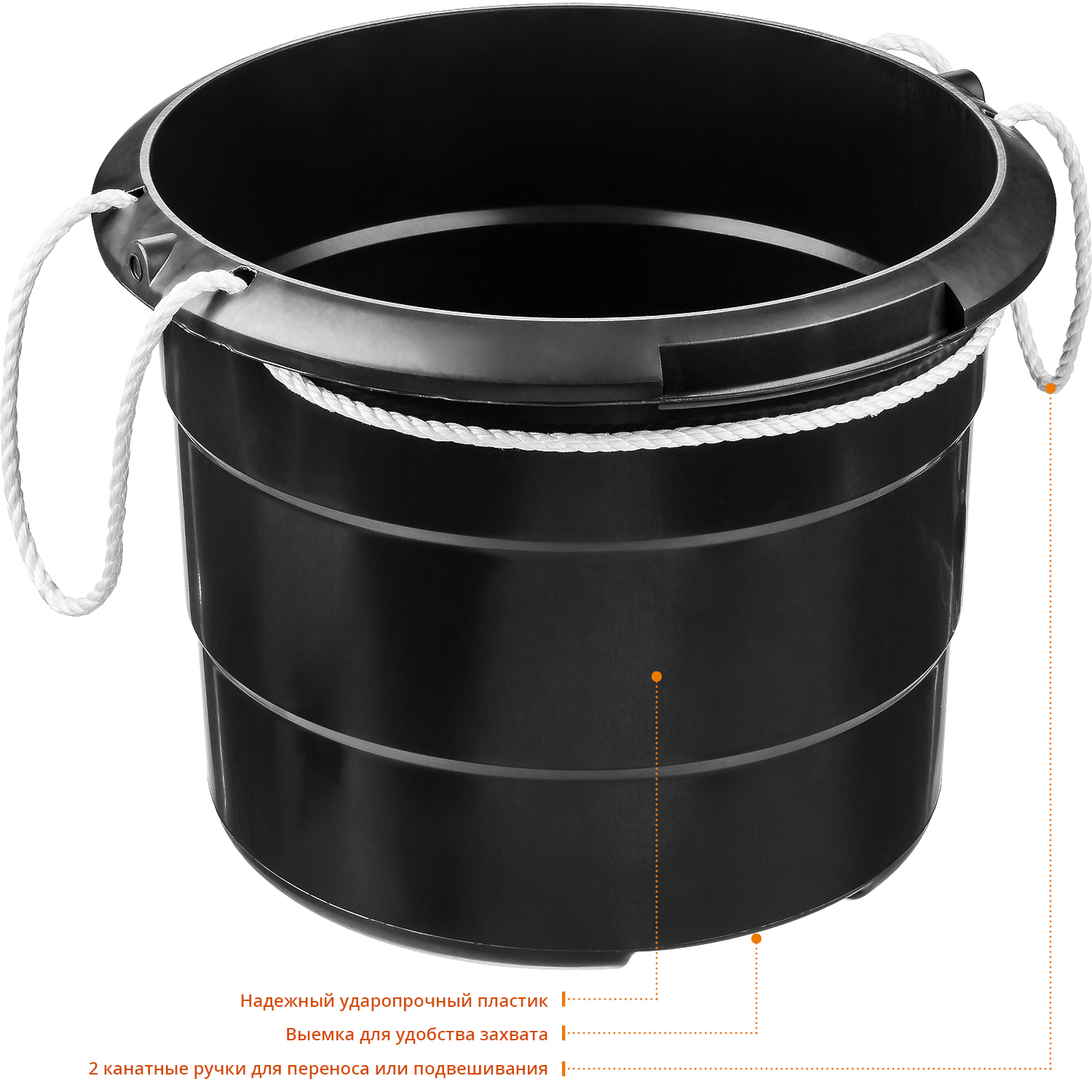 STAYER 40 л, пластмассовое, высокопрочное, с канатными ручками, ведро строительное 06085-40 купить по цене 431 ₽ в интернет магазине ТЕХСАД