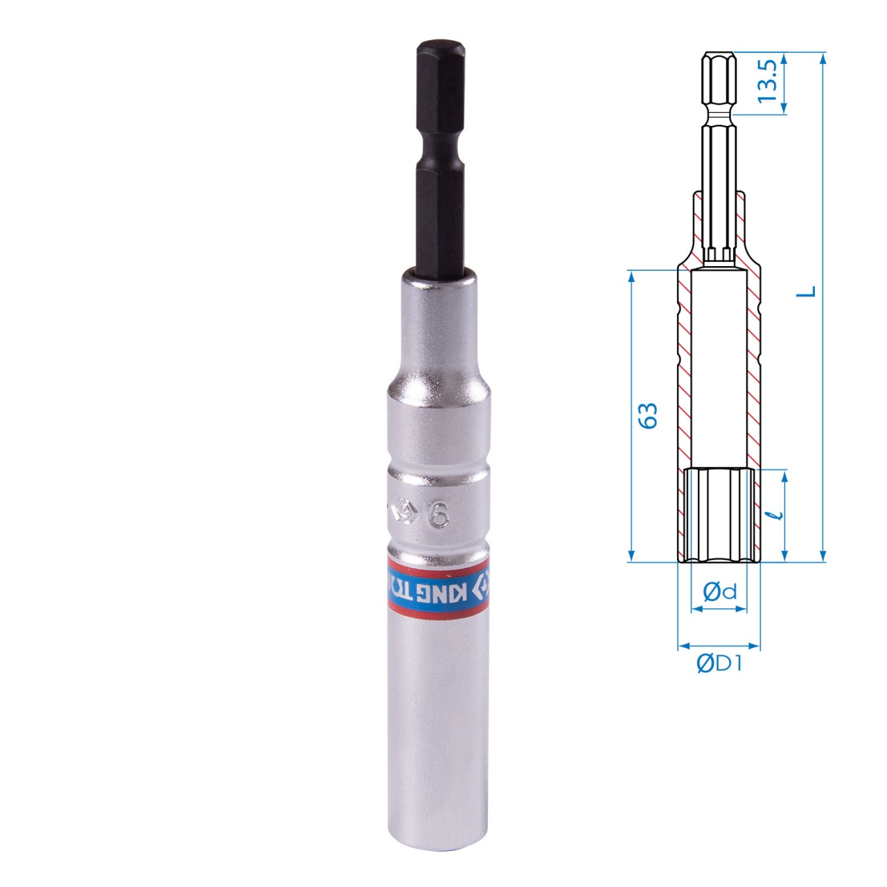 Головка для шуруповерта шестигранная 1/4'', 9 мм, L = 110 мм KING TONY 76C1109M купить по цене 550 ₽ в интернет магазине ТЕХСАД