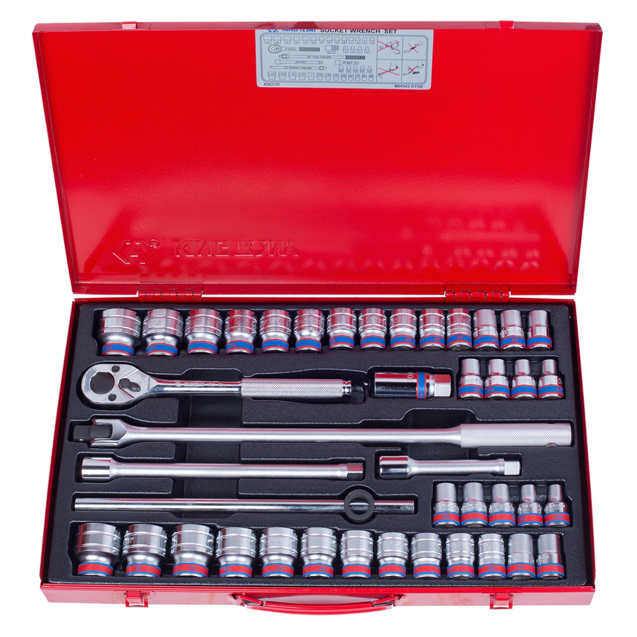 Набор торцевых головок с принадлежностями 1/2'', шестигранные, 10-32 мм, 5/16''-1-1/4'', 42 предмета KING TONY 4542CR Набор торцевых головок с принадлежностями 1/2'', шестигранные, 10-32 мм, 5/16''-1-1/4'', 42 предмета KING TONY 4542CR купить по цене 17 900 ₽ в интернет магазине ТЕХСАД