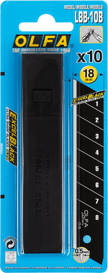 OLFA 18 мм, 10 шт., лезвия сегментированные EXCEL BLACK OL-LBB-10B купить по цене 780 ₽ в интернет магазине ТЕХСАД