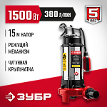 ЗУБР 1500 Вт, 380 л/мин, насос фекальный погружной для загрязненной воды НПФ-1500-Р купить по цене 17 650 ₽ в интернет магазине ТЕХСАД